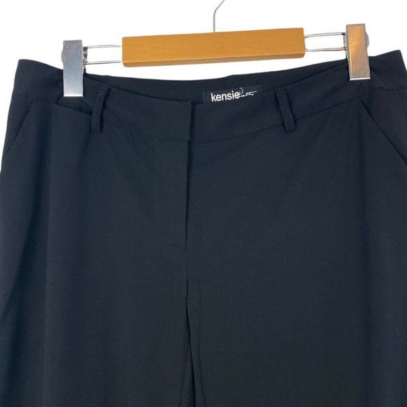 Kensie Pretty Women's Black Mid Rise Wide Leg Trousers Dress Pants US 6 - Picture 3 of 8